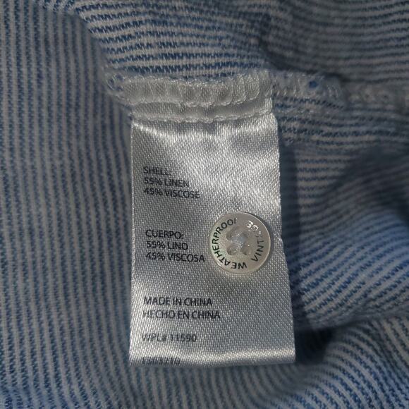 Weatherproof Vintage Size XXL Linen Blend Blue Striped Tie Front Button Up Shirt - Picture 7 of 9